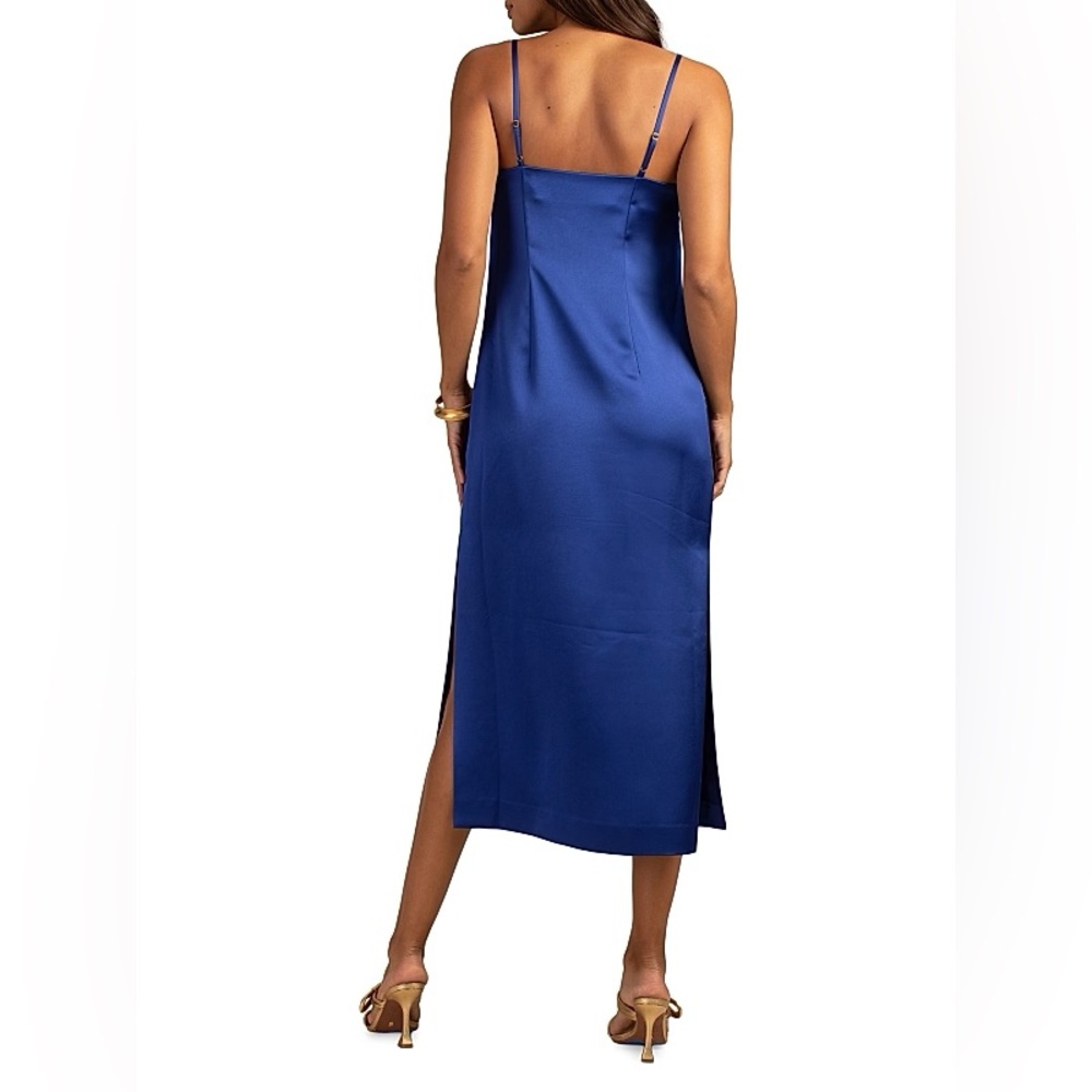 Trina Turk Marita Majorelle Blue Satin Midi Dress Sz 16 - Picture 2 of 9